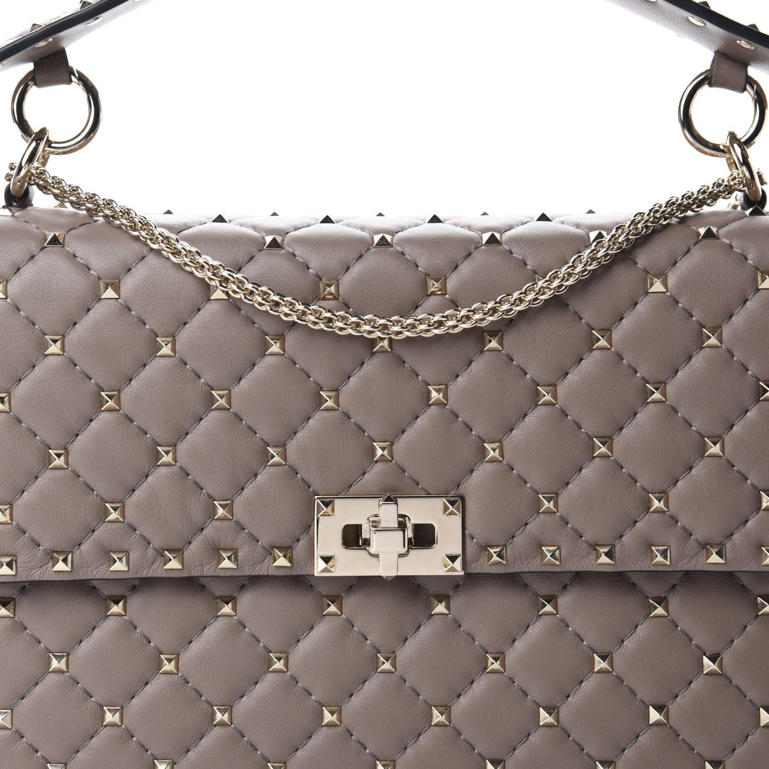 Valentino Garavani Nappa Large Rockstud Spike Shoulder Bag Clay 9 of 9
