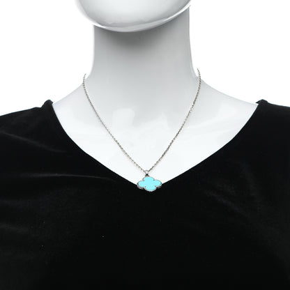 Van Cleef & Arpels 18K White Gold Turquoise Magic Alhambra Necklace 2 of 8