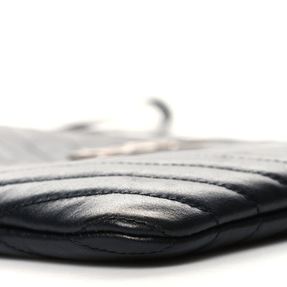Saint Laurent Calfskin Matelasse Chevron Monogram A5 Wristlet Black 10 of 10