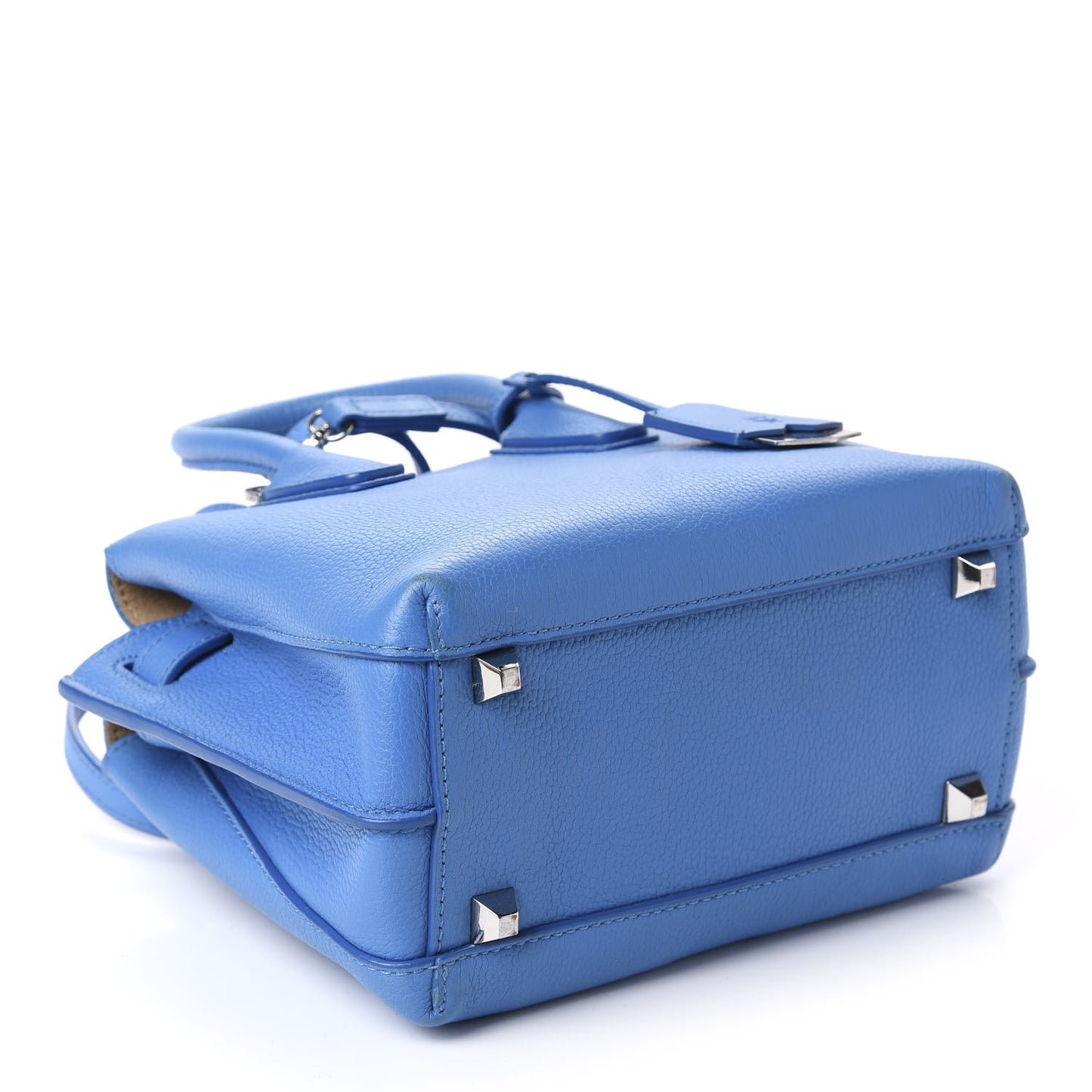 Grained Calfskin Mini Milla Tote Mediterranean Blue