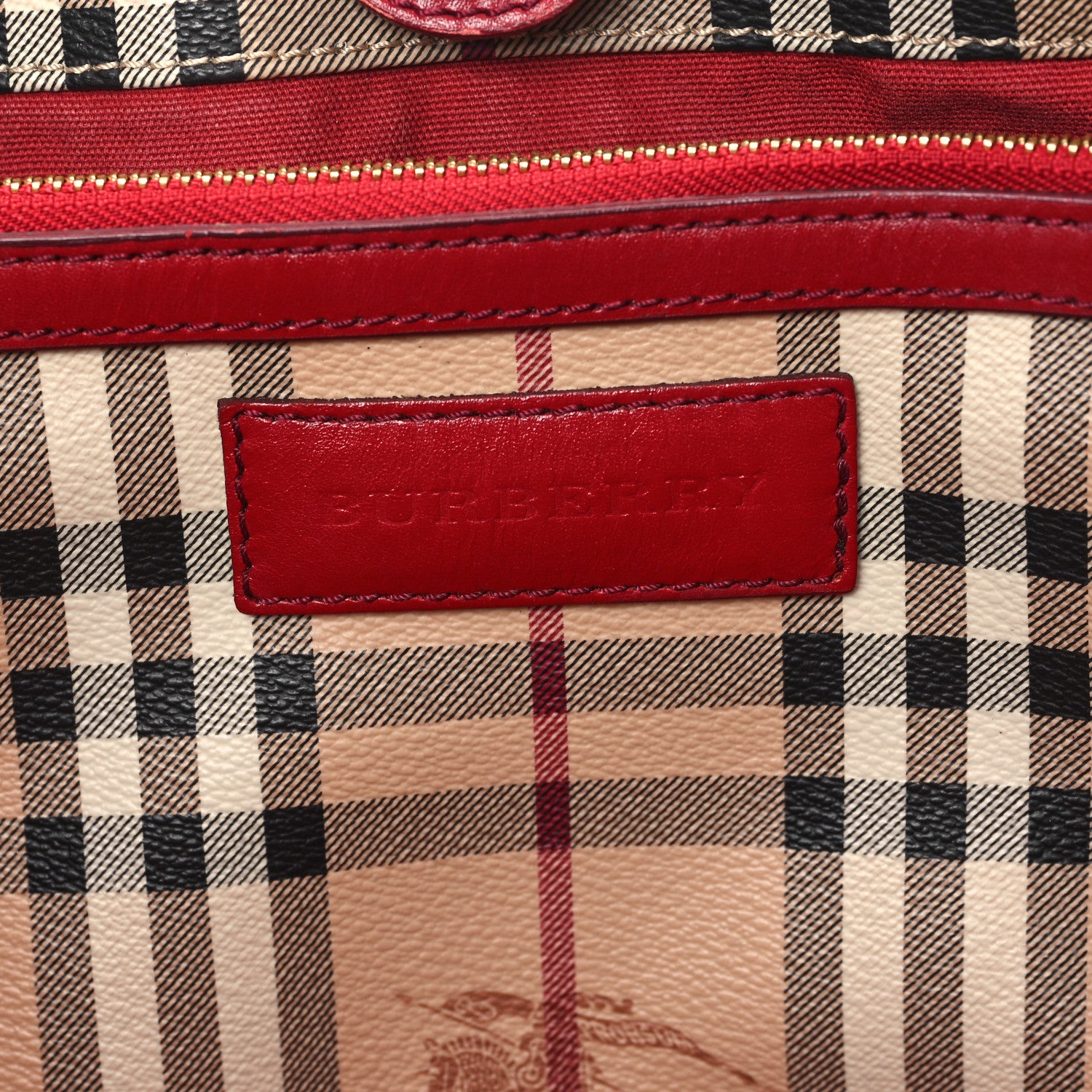 Burberry Haymarket Check Small Canterbury Tote Military Red 7 of 14