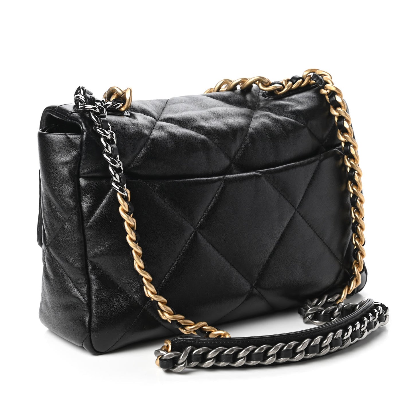 Lambskin Quilted Large Chanel 19 Flap Black