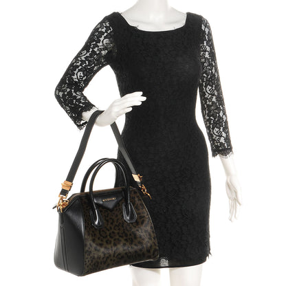 Givenchy Calf Hair Smooth Calfskin Leopard Print Small Antigona Black 2 of 12