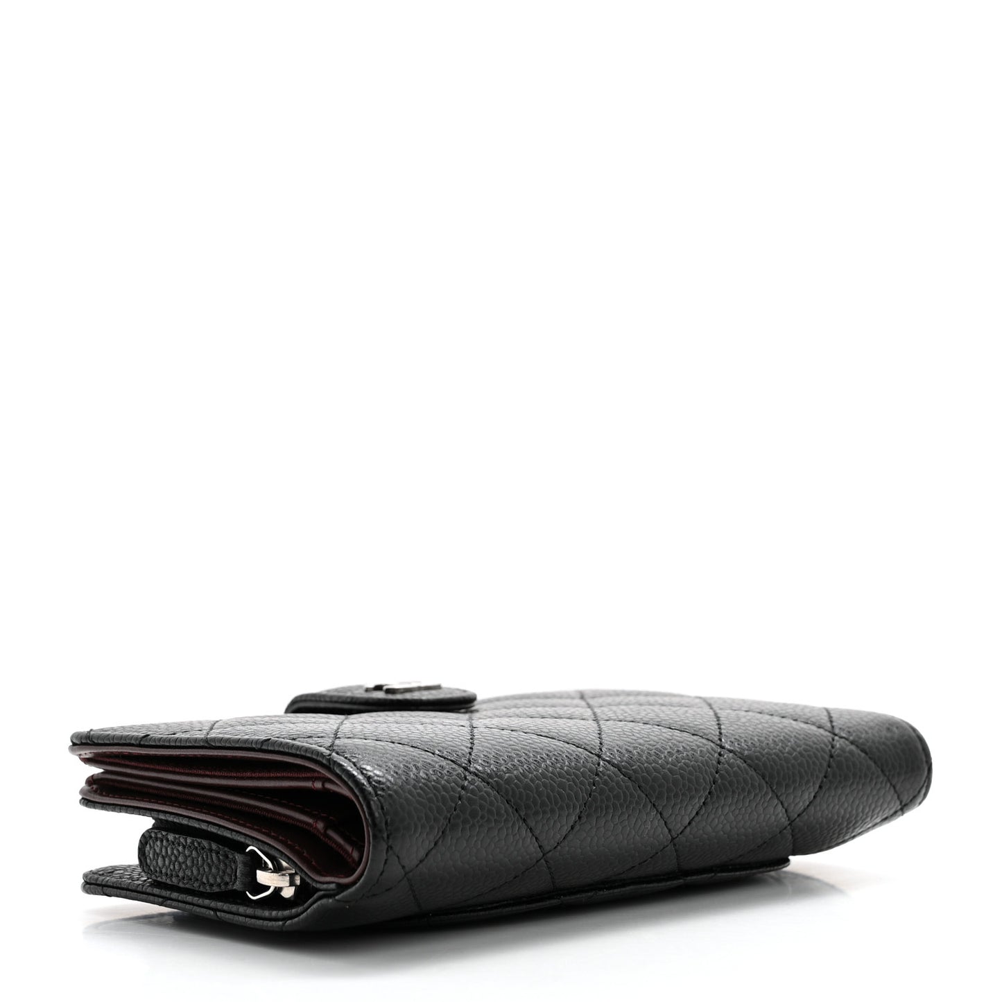 Caviar Quilted Zipped Pocket Wallet Black