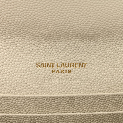 Saint Laurent Grain De Poudre Matelasse Chevron Small Monogram Envelope Wallet Crema Soft 6 of 7