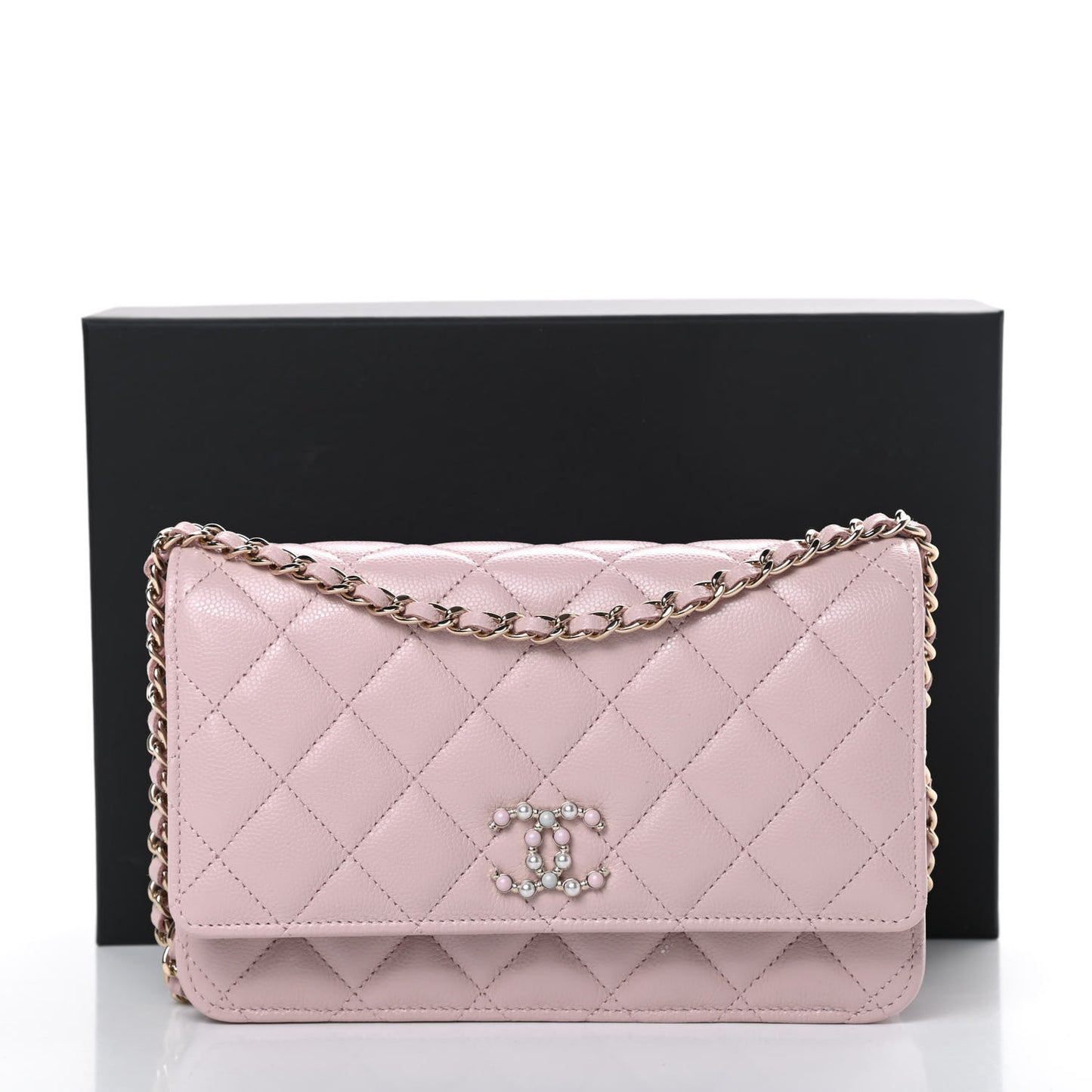 Caviar Quilted Coco Candy Wallet On Chain WOC Light Pink