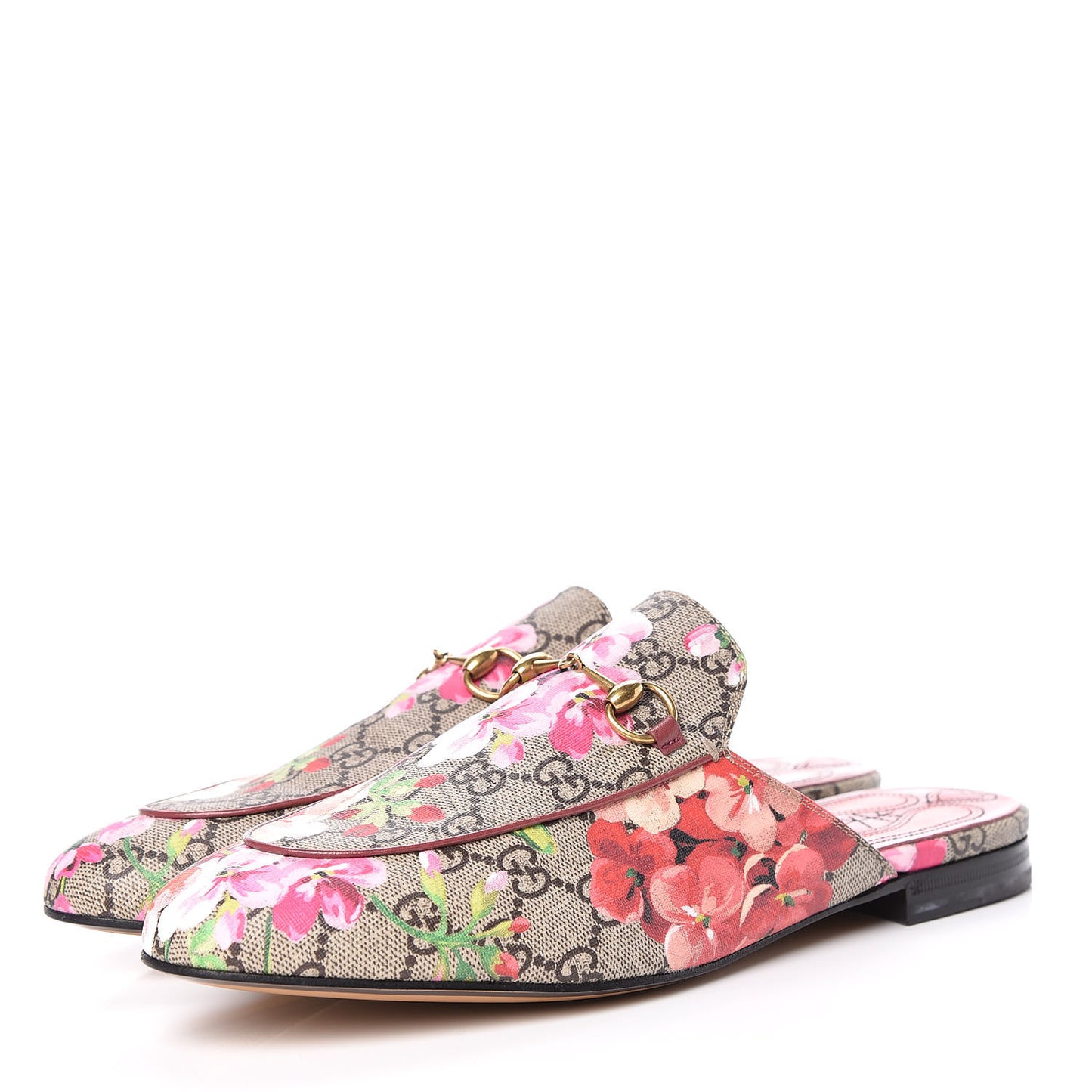GG Supreme Monogram Blooms Womens Princetown Slippers 41 Beige Multicolor Dry Rose