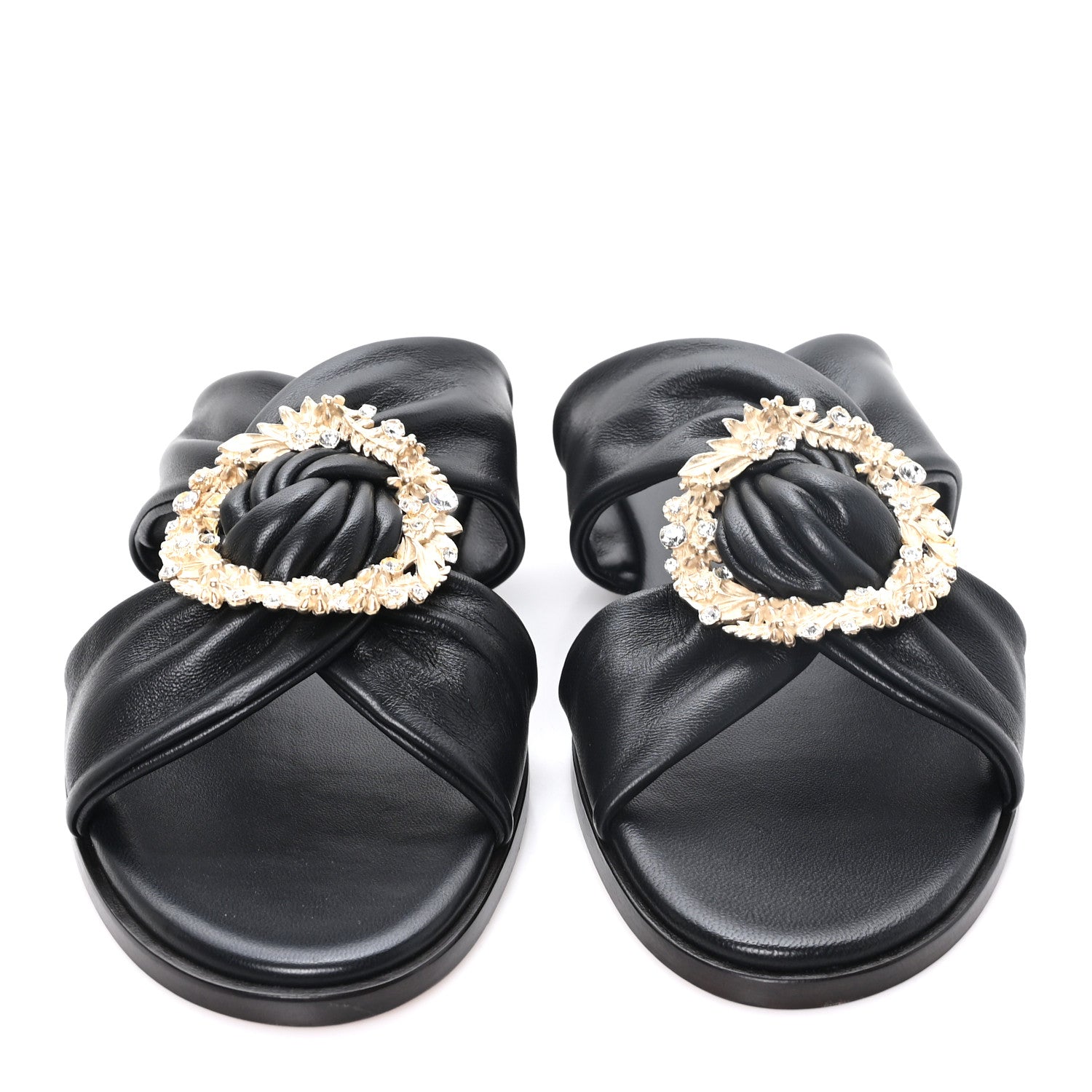 Jimmy Choo Crystal Nappa Neda Slide Sandals 39 Black 3 of 9
