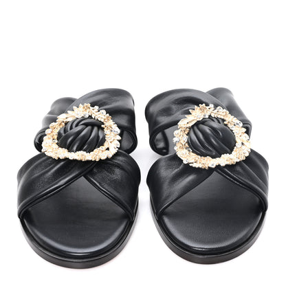 Jimmy Choo Crystal Nappa Neda Slide Sandals 39 Black 3 of 9
