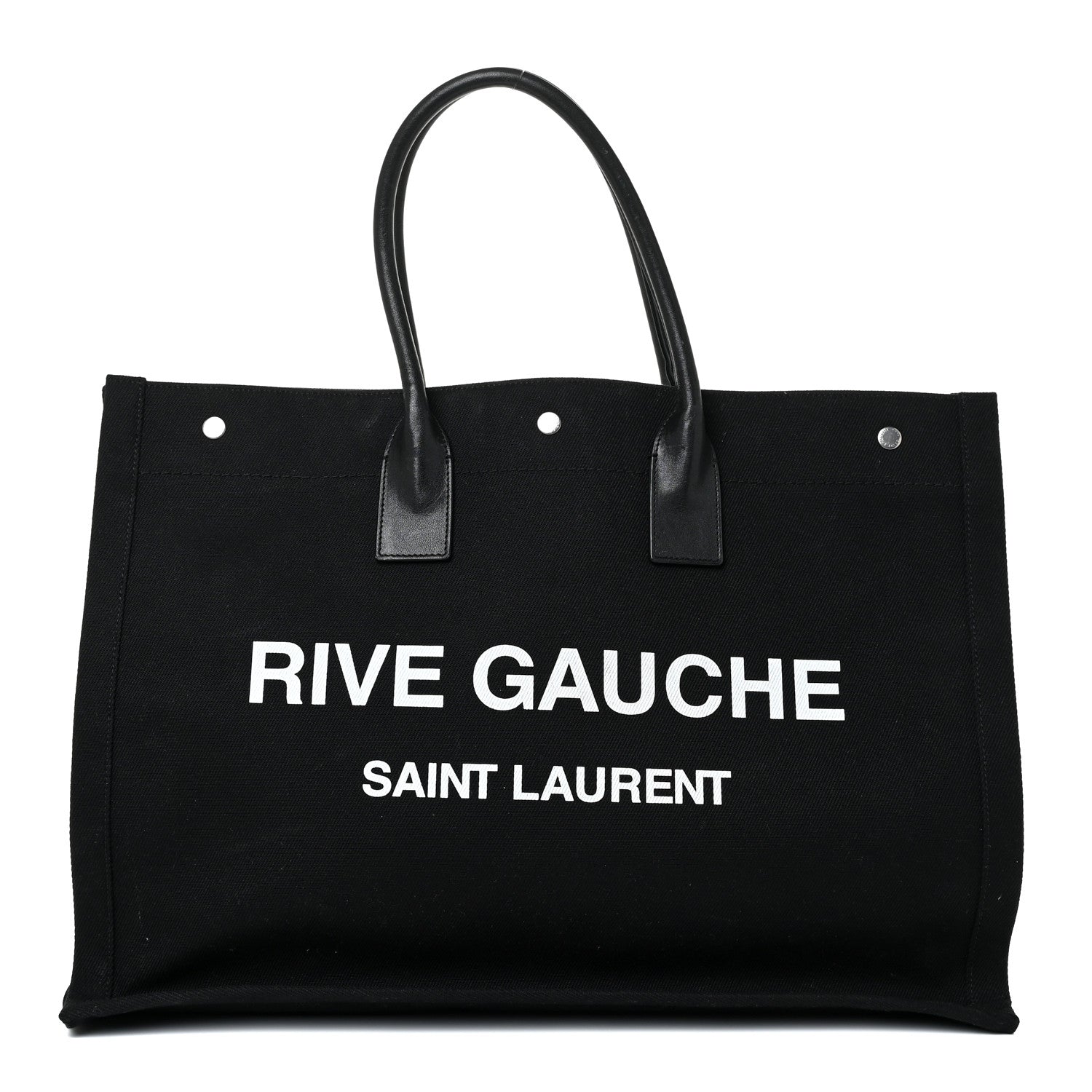 Saint Laurent Linen Calfskin Rive Gauche Tote Black 1 of 19