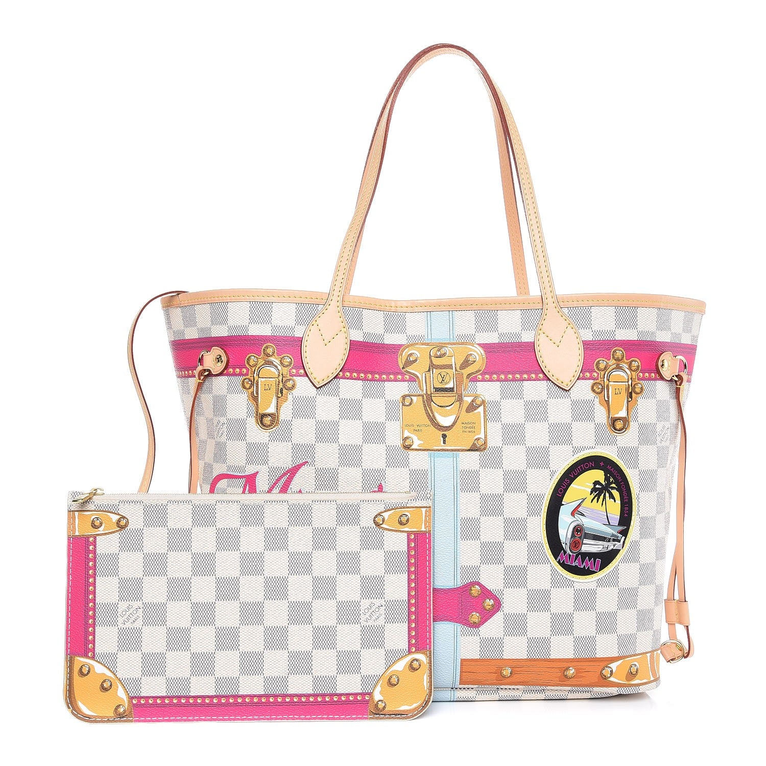 Louis Vuitton Damier Azur Summer Trunks Miami Neo Neverfull MM 1 of 8