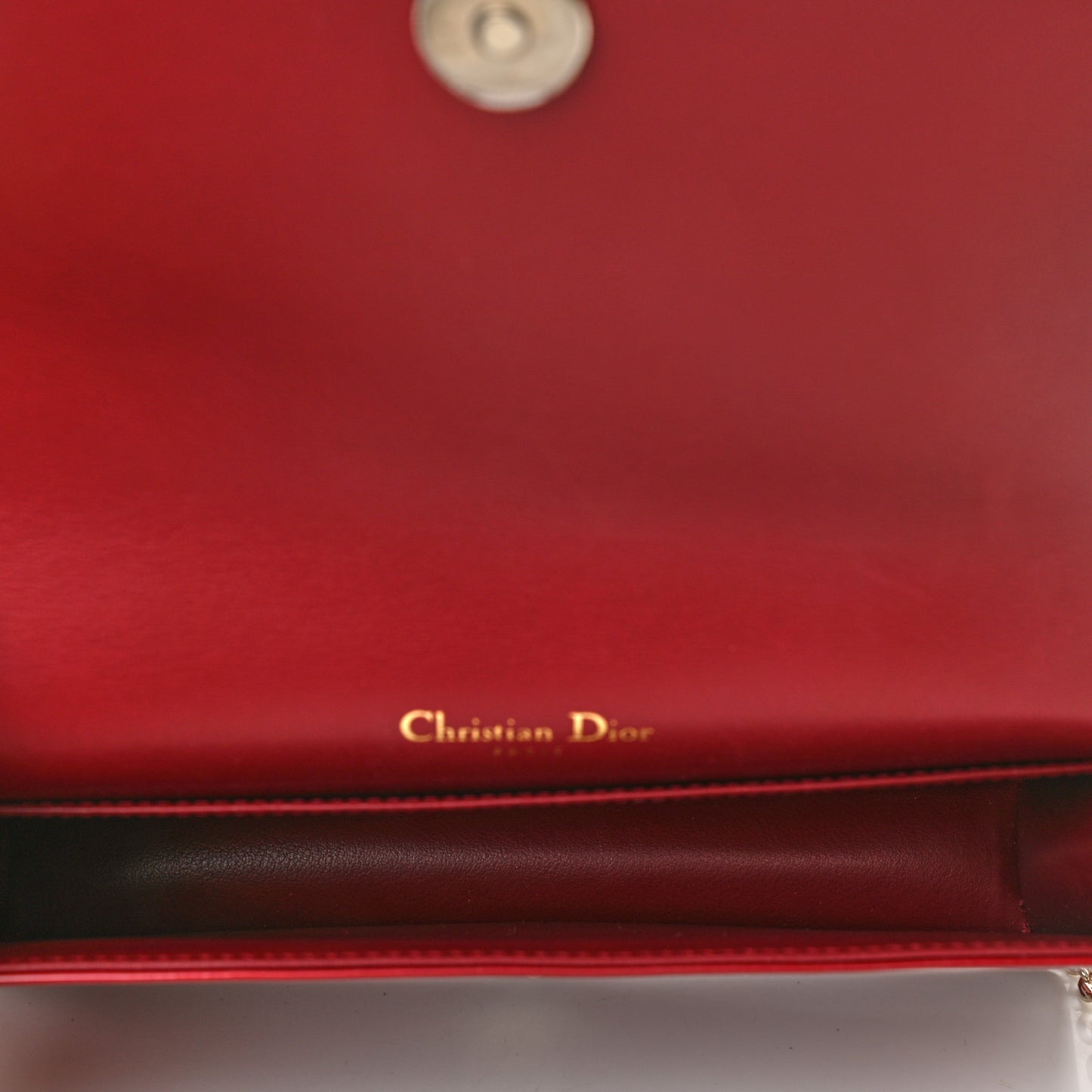 Patent Cannage Lady Dior Chain Wallet Red