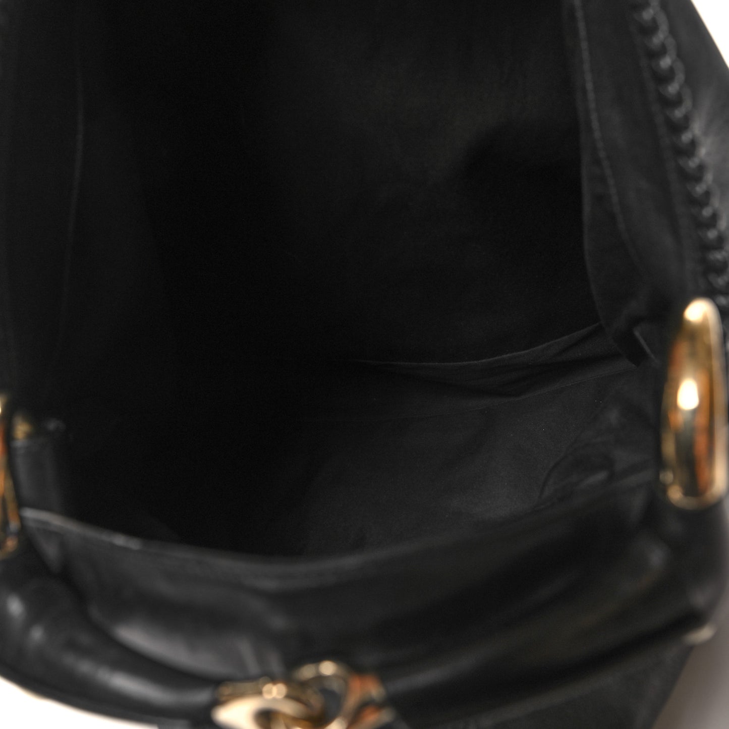 Calfskin Large Horsebit Chain Hobo Black