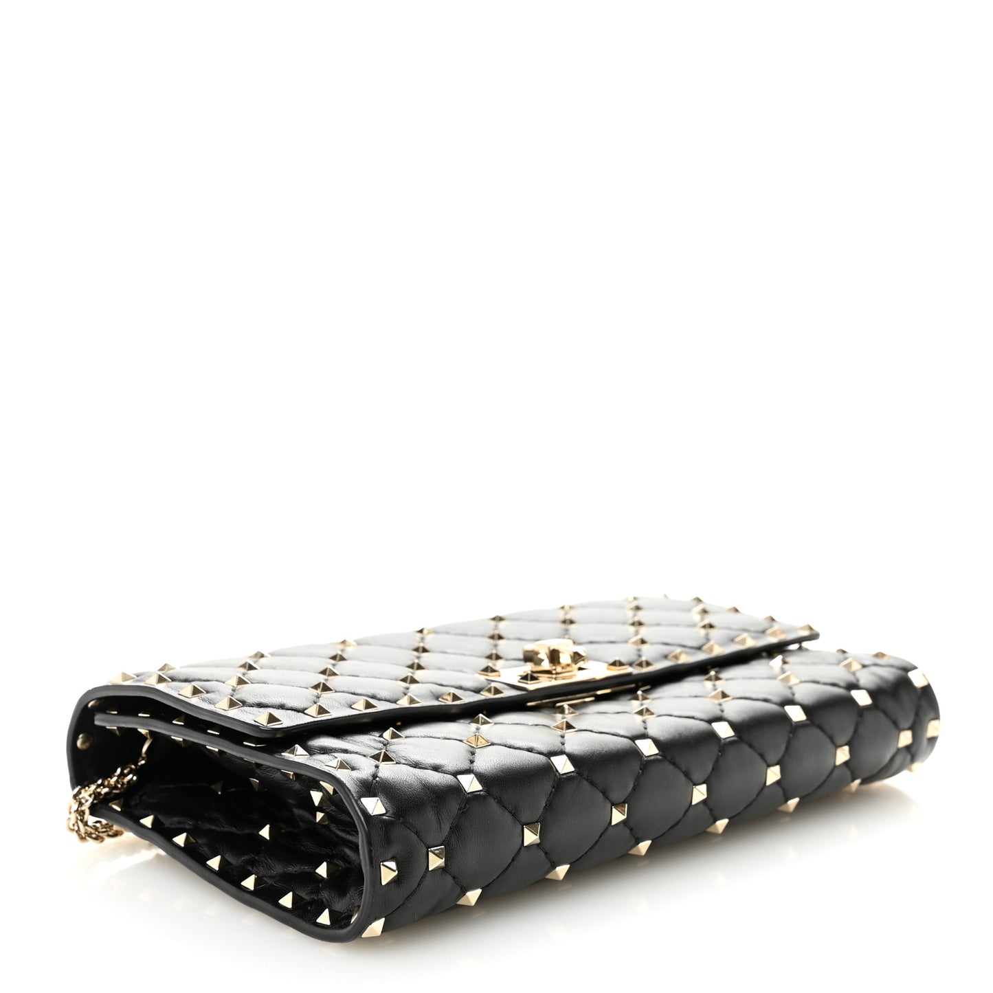 Nappa Rockstud Spike Wallet on Chain Black