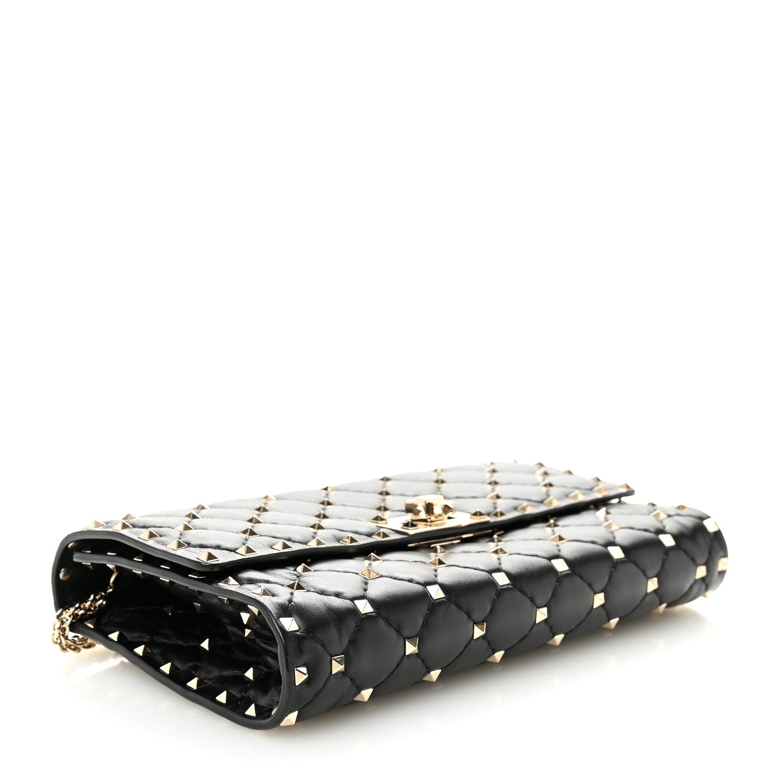 Valentino Garavani Nappa Rockstud Spike Wallet on Chain Black 4 of 10