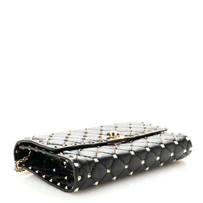 Valentino Garavani Nappa Rockstud Spike Wallet on Chain Black 4 of 10