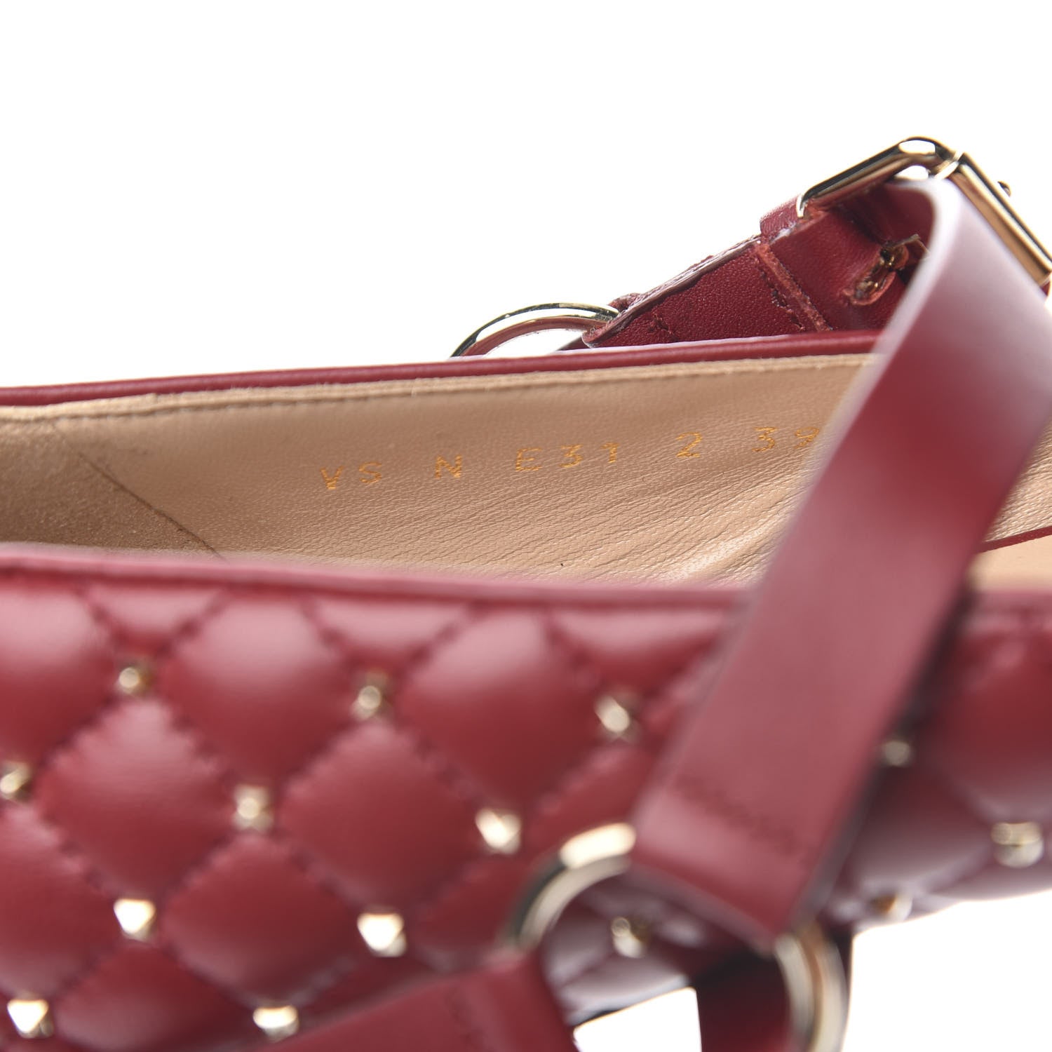 Valentino Garavani Lambskin Rockstud Spike Captoe Ballerina Flats 38 Rubin Gold 8 of 9