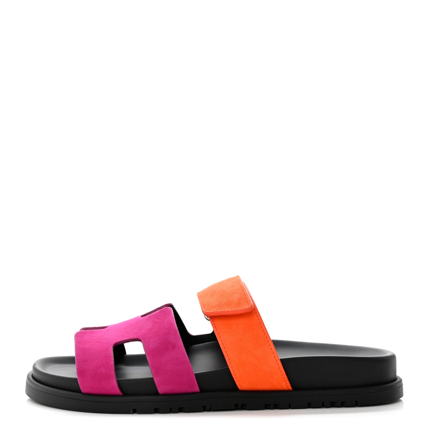Hermes Suede Goatskin Womens Chypre Sandals 36.5 Rose Chapas Orange Synthetique 1 of 10
