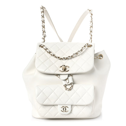 Chanel Lambskin Quilted Large Duma Drawstring Backpack White 1 of 9