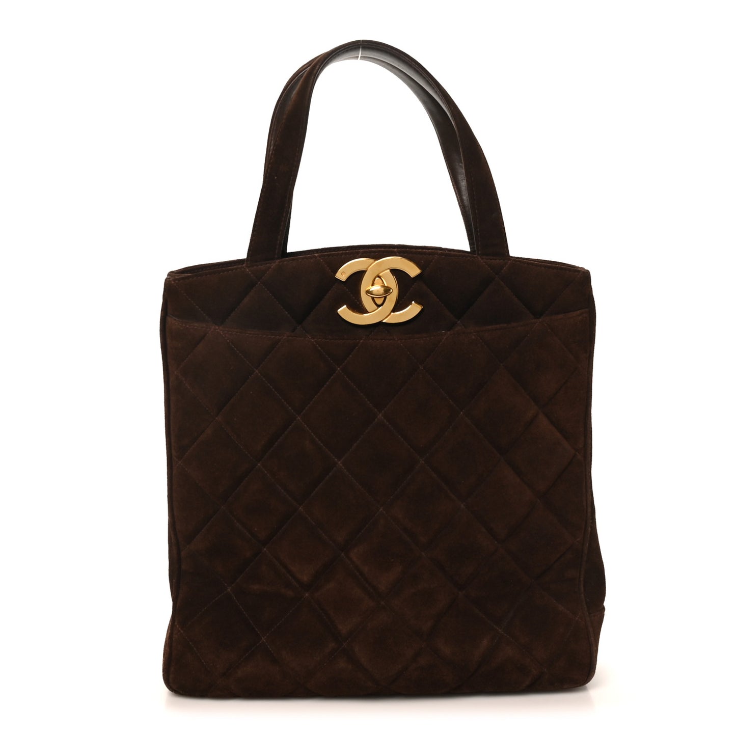 Suede Quilted Tote Brown