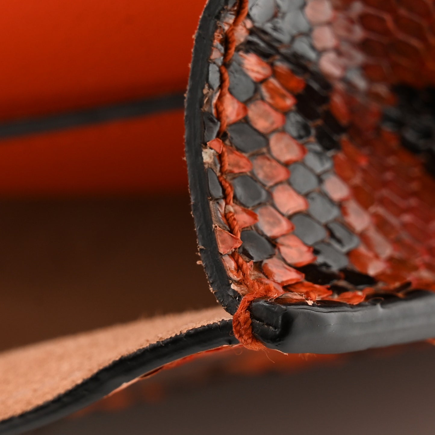 Grand Prix Snakeskin Jackie Convertible Shoulder Bag Orange