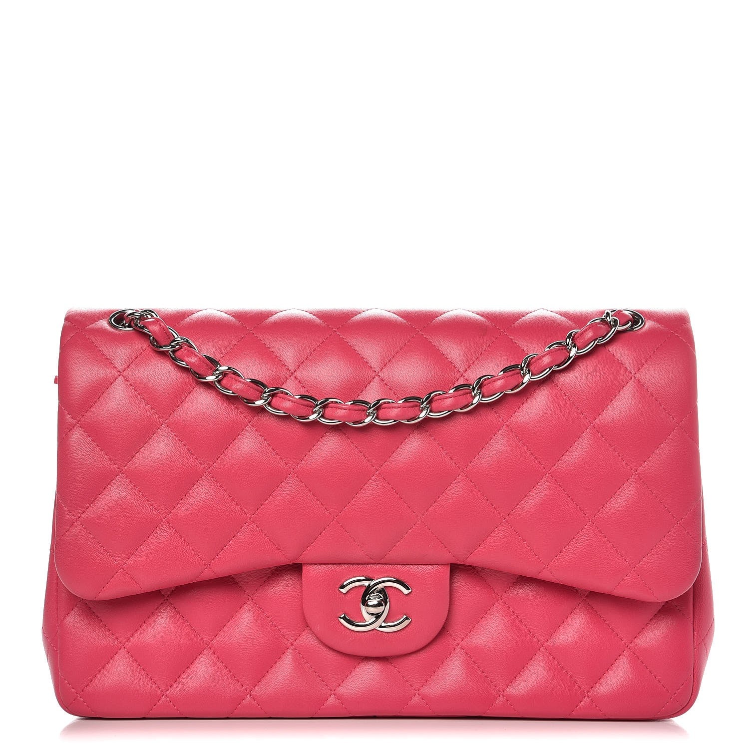 Chanel Lambskin Quilted Jumbo Double Flap Dark Pink 1 of 14