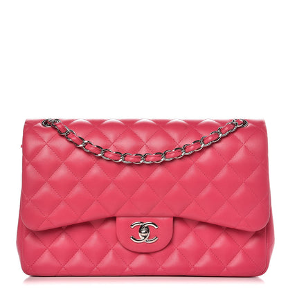 Chanel Lambskin Quilted Jumbo Double Flap Dark Pink 1 of 14