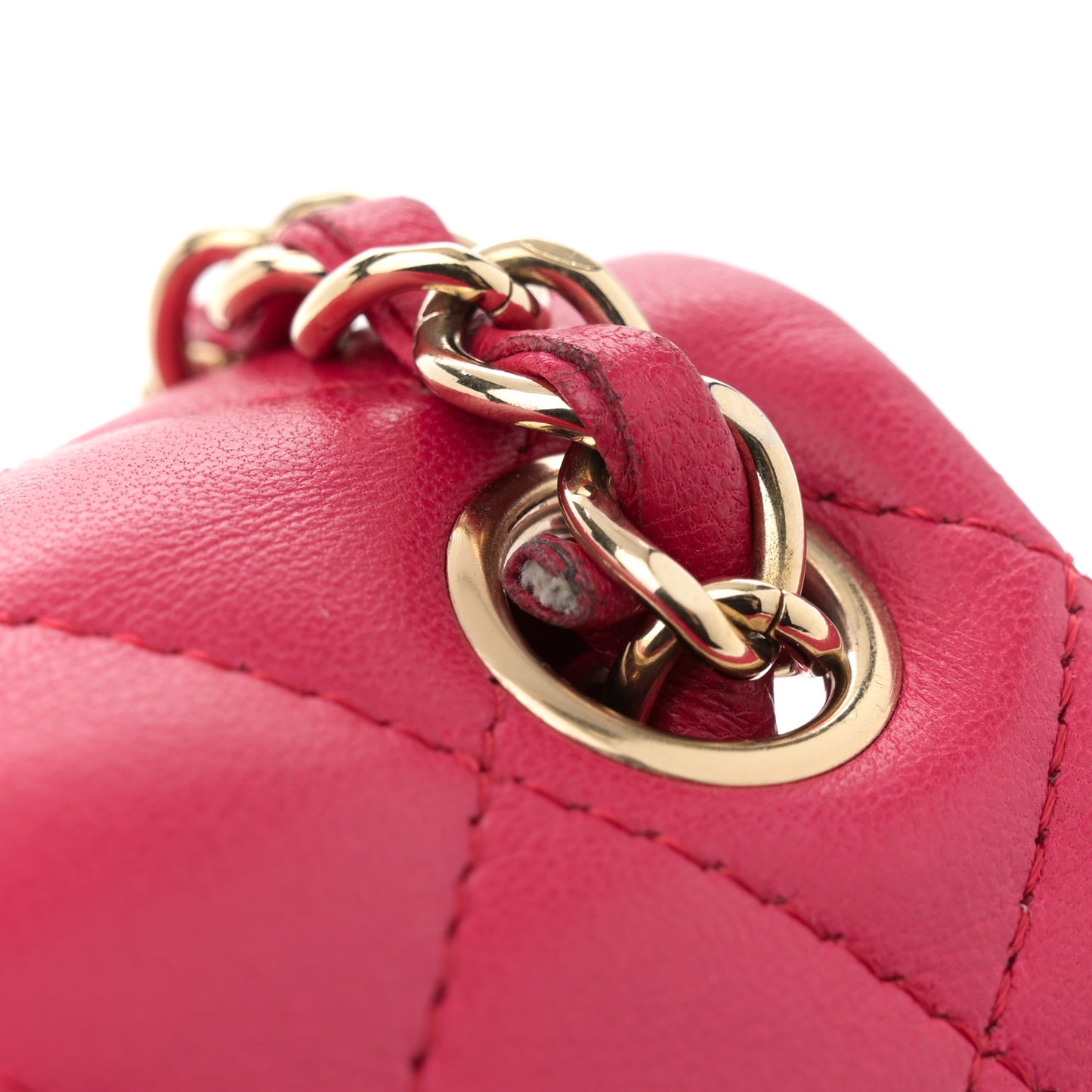Lambskin Quilted Mini Square Flap Dark Pink
