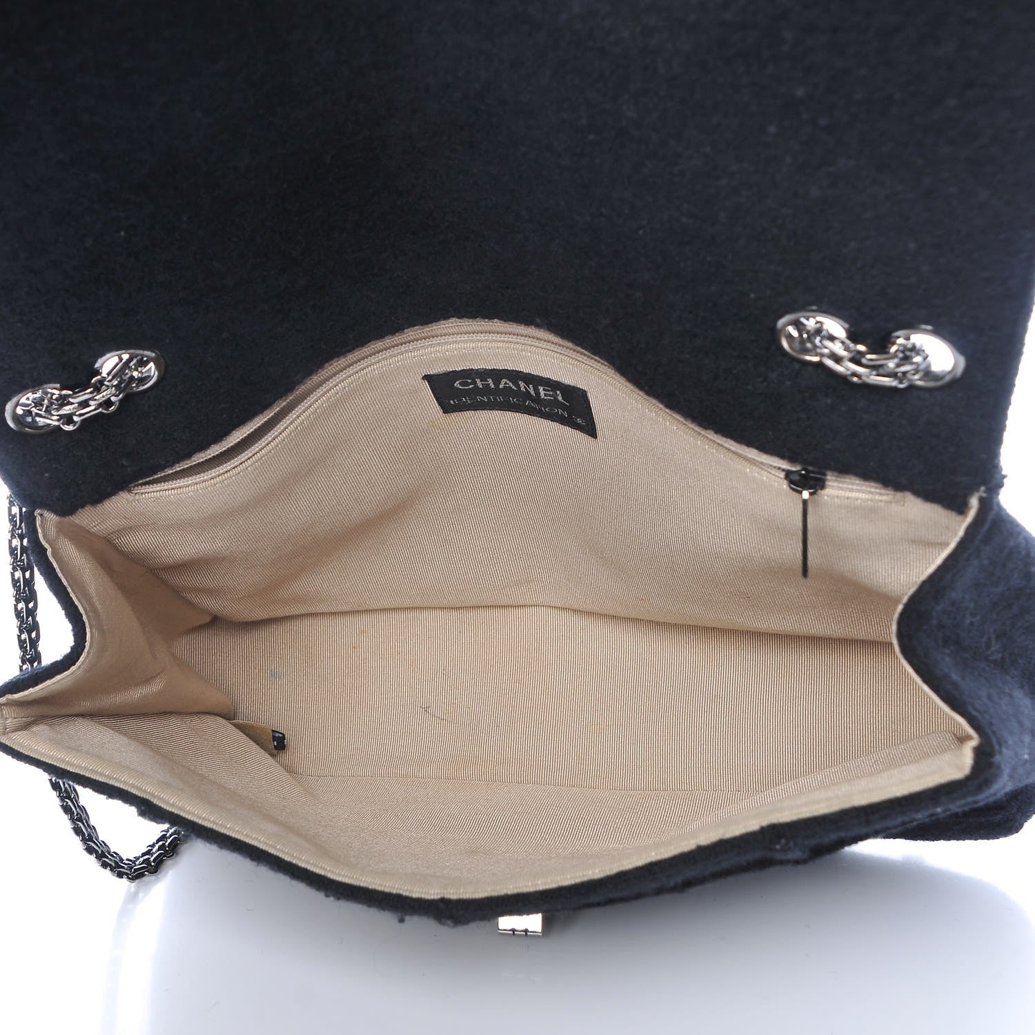 Chanel Wool Patchwork Mademoiselle Jumbo Flap Black 5 of 10
