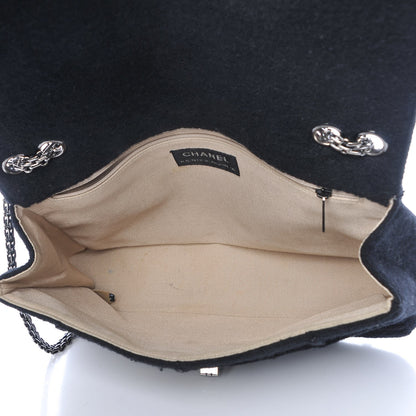 Chanel Wool Patchwork Mademoiselle Jumbo Flap Black 5 of 10