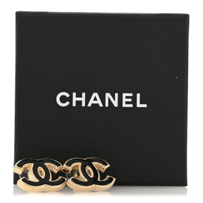 Chanel Metal Enamel CC Earrings Black Gold 5 of 5