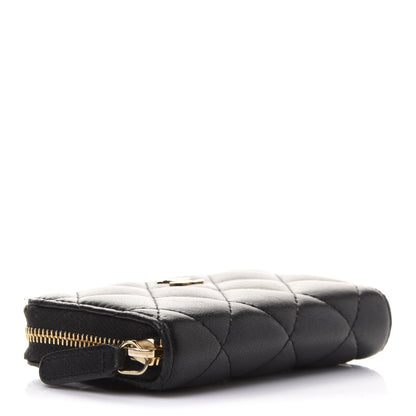 Chanel Lambskin Quilted Zip Coin Purse Black 4 of 9