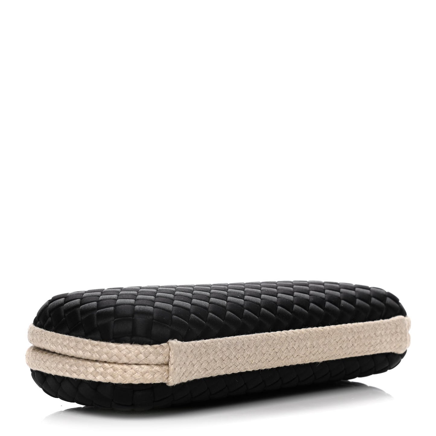 Intrecciato Silk Raffia Faille Knot Clutch Black