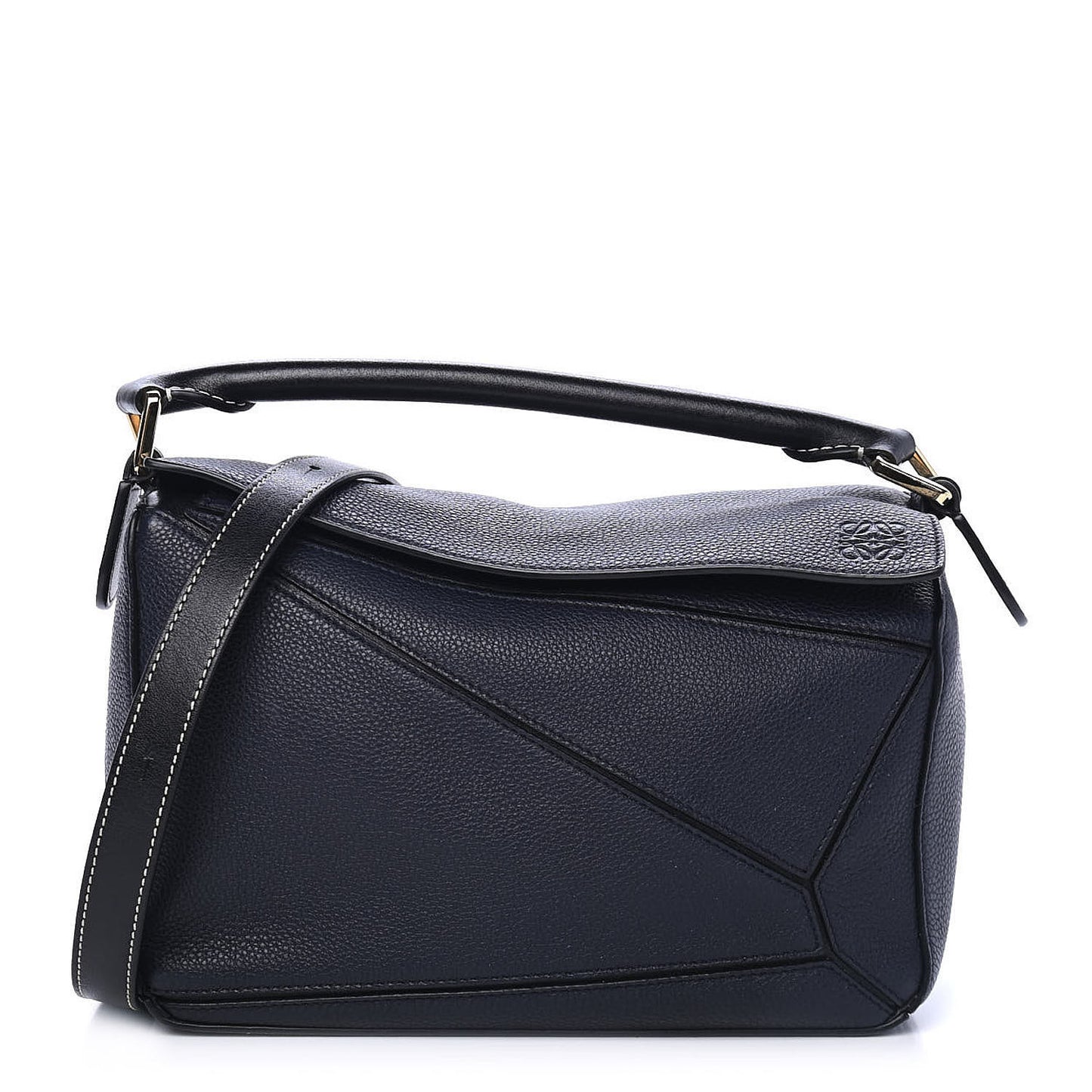 Calfskin Small Puzzle Bag Midnight Blue Black
