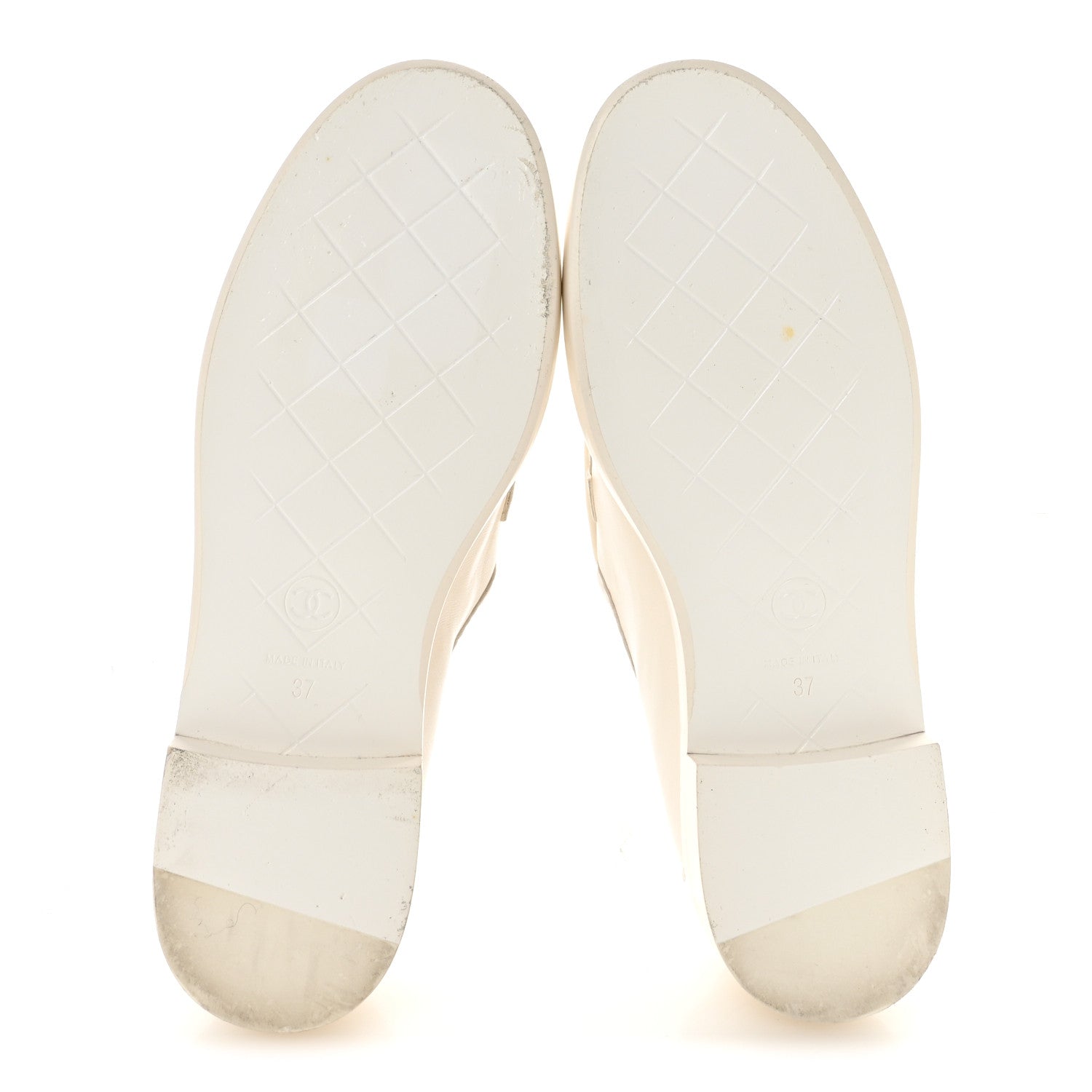Chanel Lambskin Quilted CC Turnlock Loafers 37 White 6 of 11