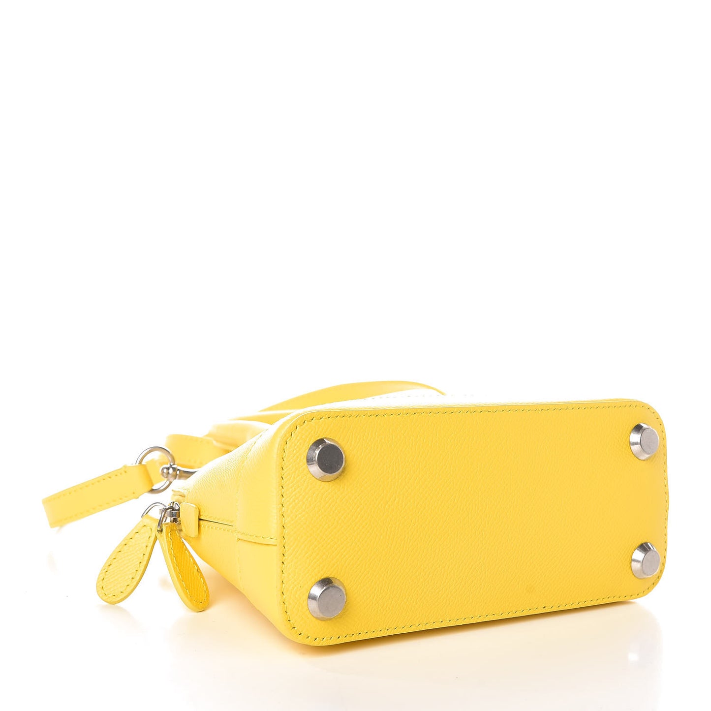 Signature Grained Calfskin Logo XXS Ville Top Handle Bag Jaune Black