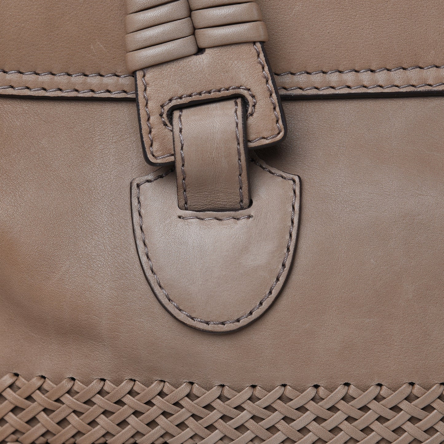 Calfskin Handmade Large Top Handle Bag Taupe