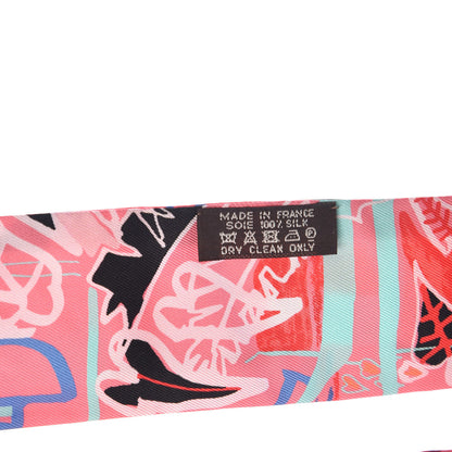 Hermes Silk Modernisme Tropical Twilly Rose Malabar Vert D'Eau 3 of 5