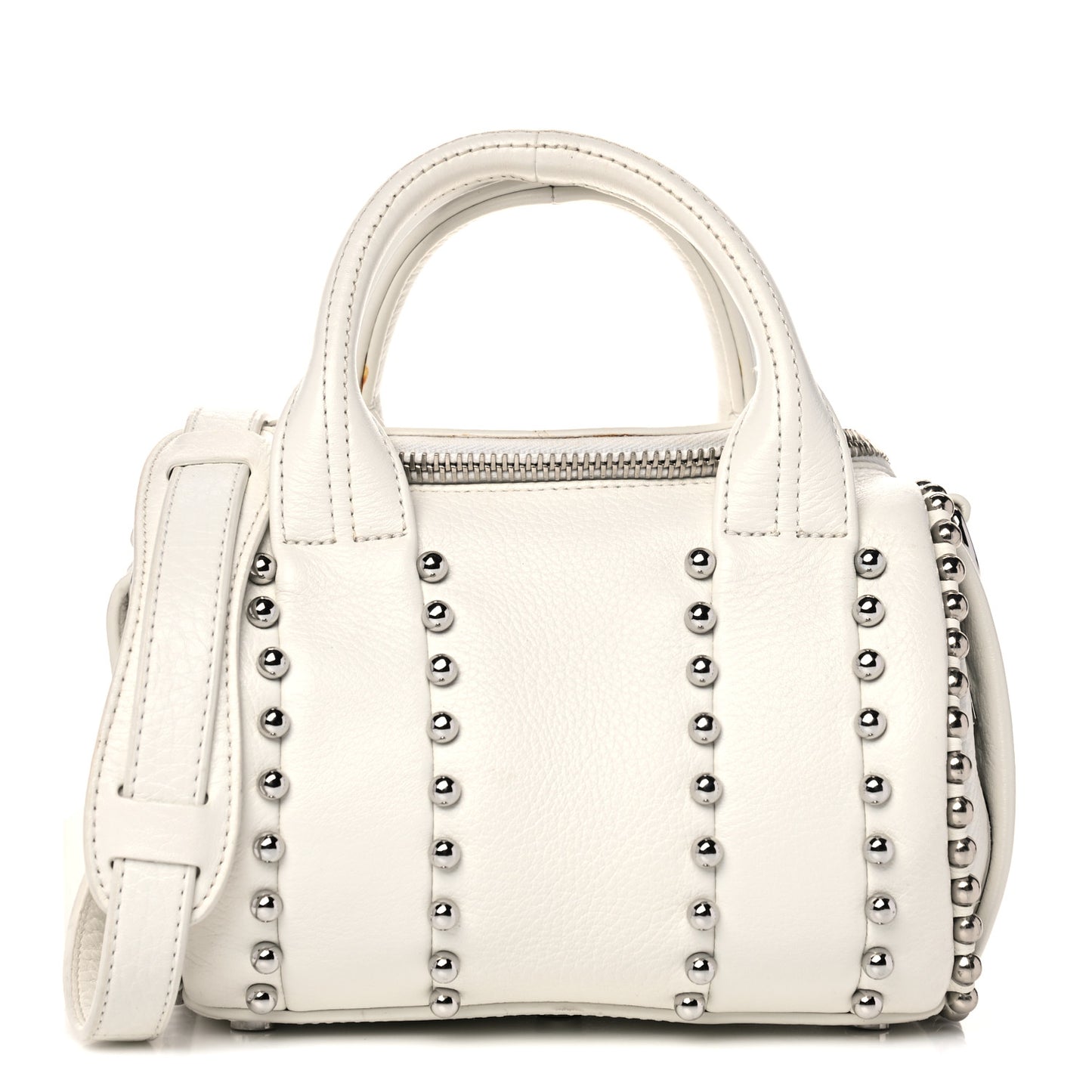 Calfskin Studded Mini Rockie White Rodium Hardware