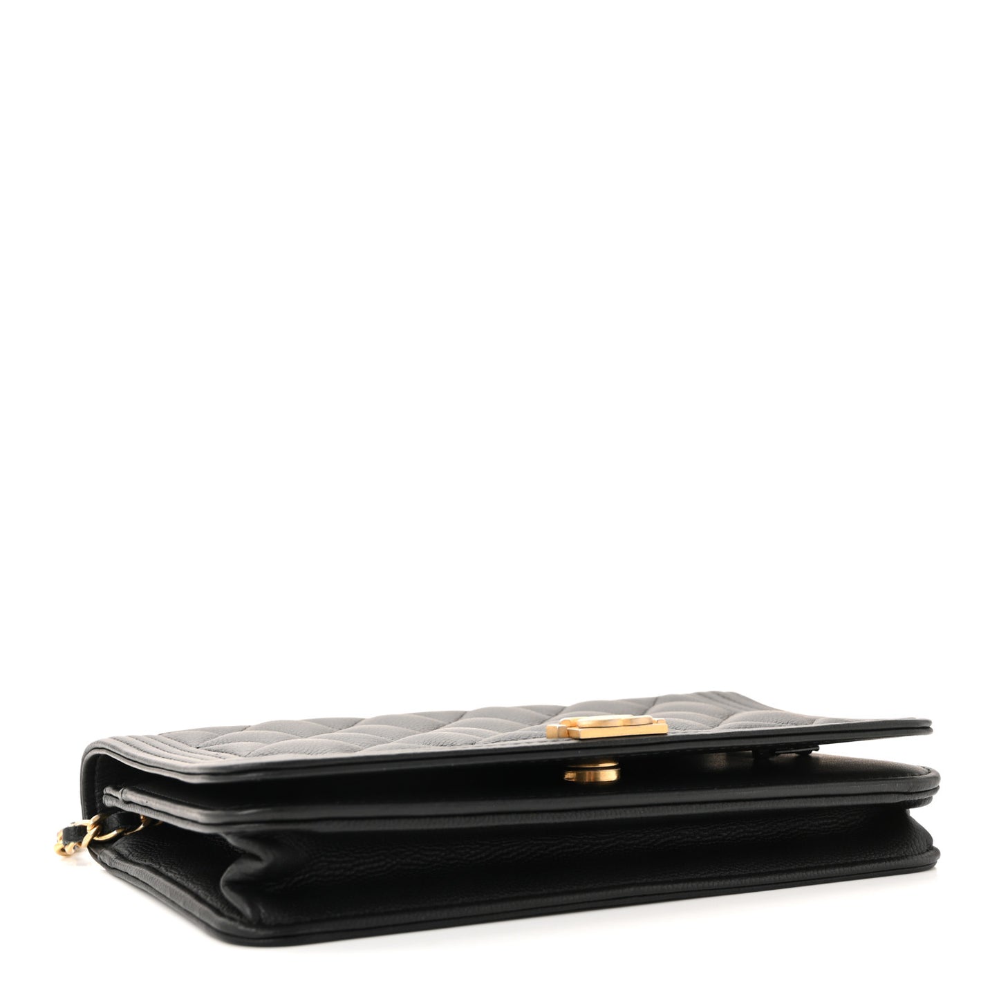 Caviar Quilted Boy Wallet On Chain WOC Black