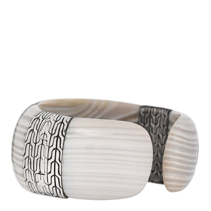 John Hardy Sterling Silver White Agate Cuff Bracelet 5 of 12