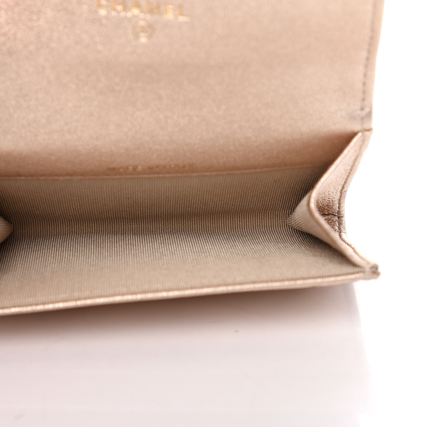 Chanel Metallic Lambskin Quilted Flap Card Holder Wallet Gold 5 of 9