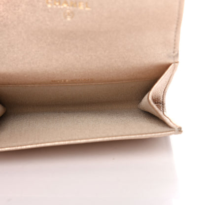 Chanel Metallic Lambskin Quilted Flap Card Holder Wallet Gold 5 of 9