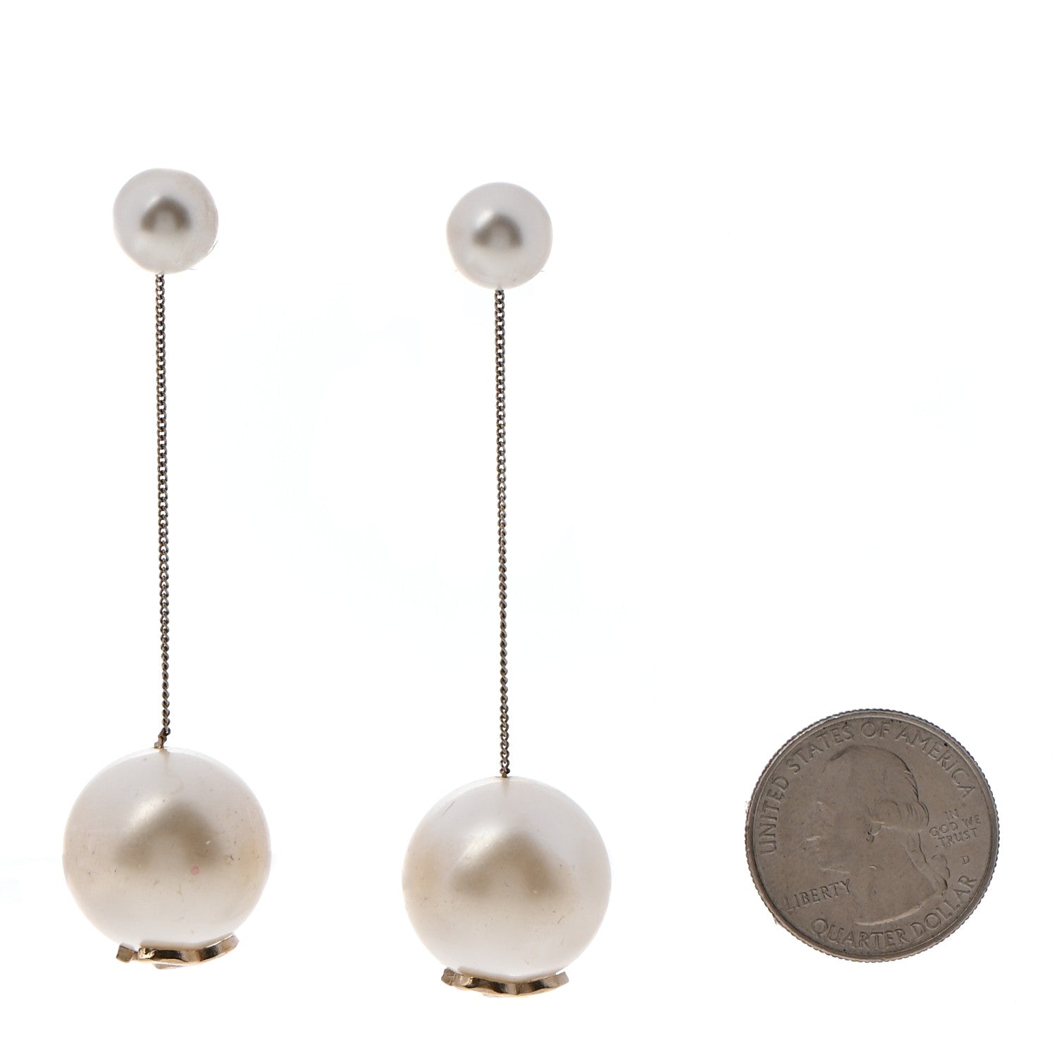 Chanel Pearl CC Chain Drop Earrings Gold 2 of 5