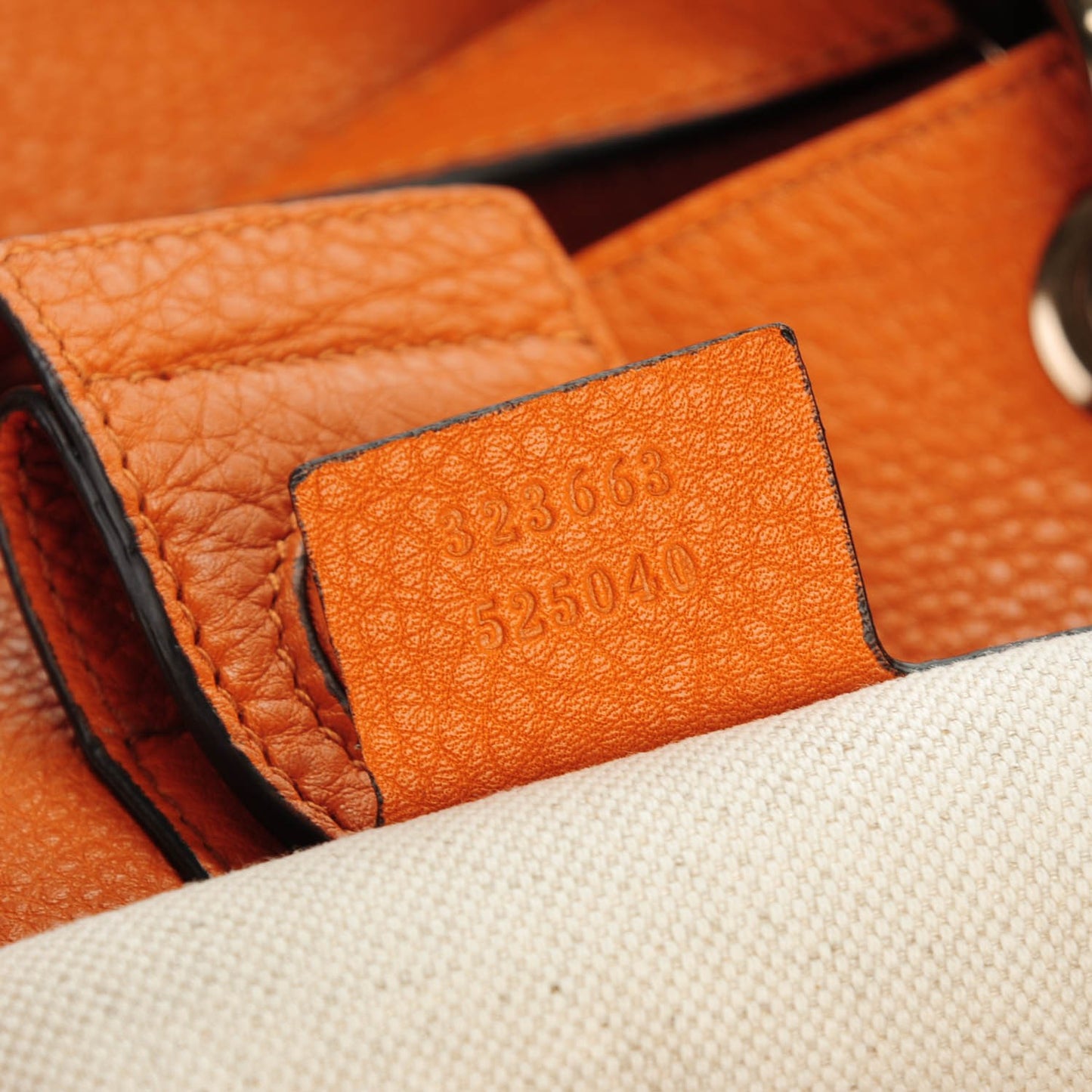 Pebbled Calfskin Bamboo Shopper Tote Orange