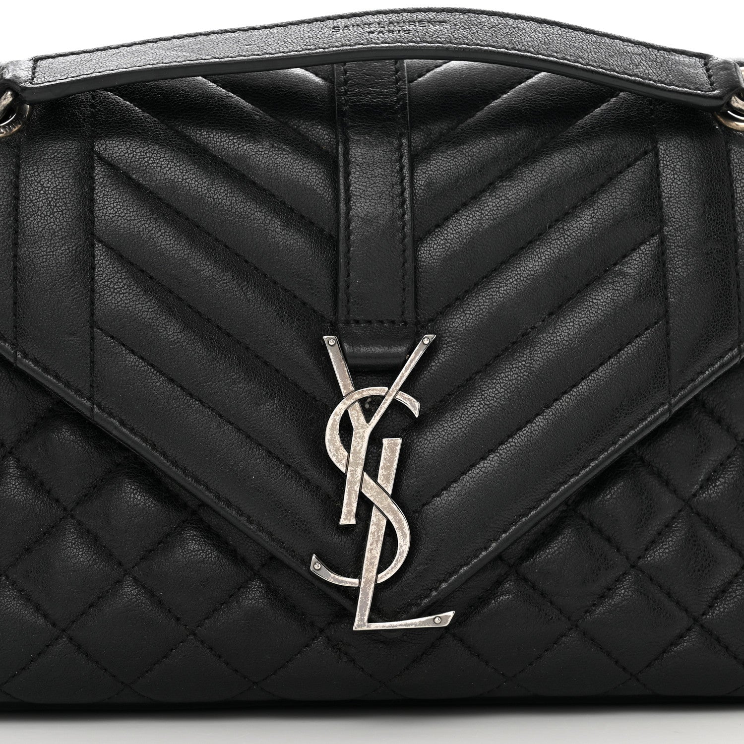 Saint Laurent Sheepskin Tri-Quilt Monogram Medium College Bag Black 5 of 11