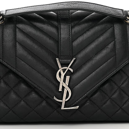Saint Laurent Sheepskin Tri-Quilt Monogram Medium College Bag Black 5 of 11