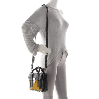 3.1 Phillip Lim 3.1 Calf Hair Calfskin Crocodile Embossed Mini Pashli Satchel Antique Grey Olive 2 of 12