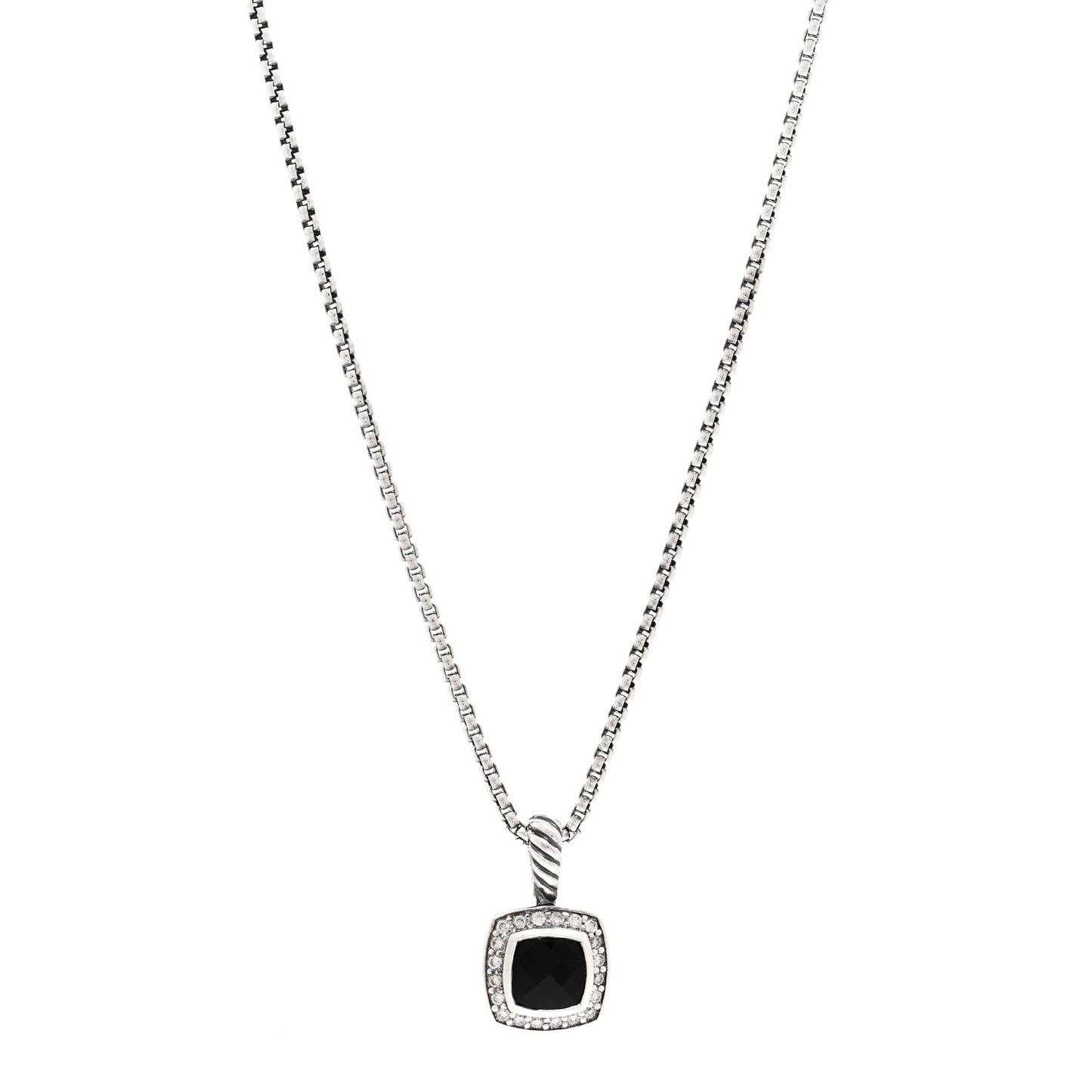 Sterling Silver Diamond Black Onyx 7mm Petite Albion Necklace