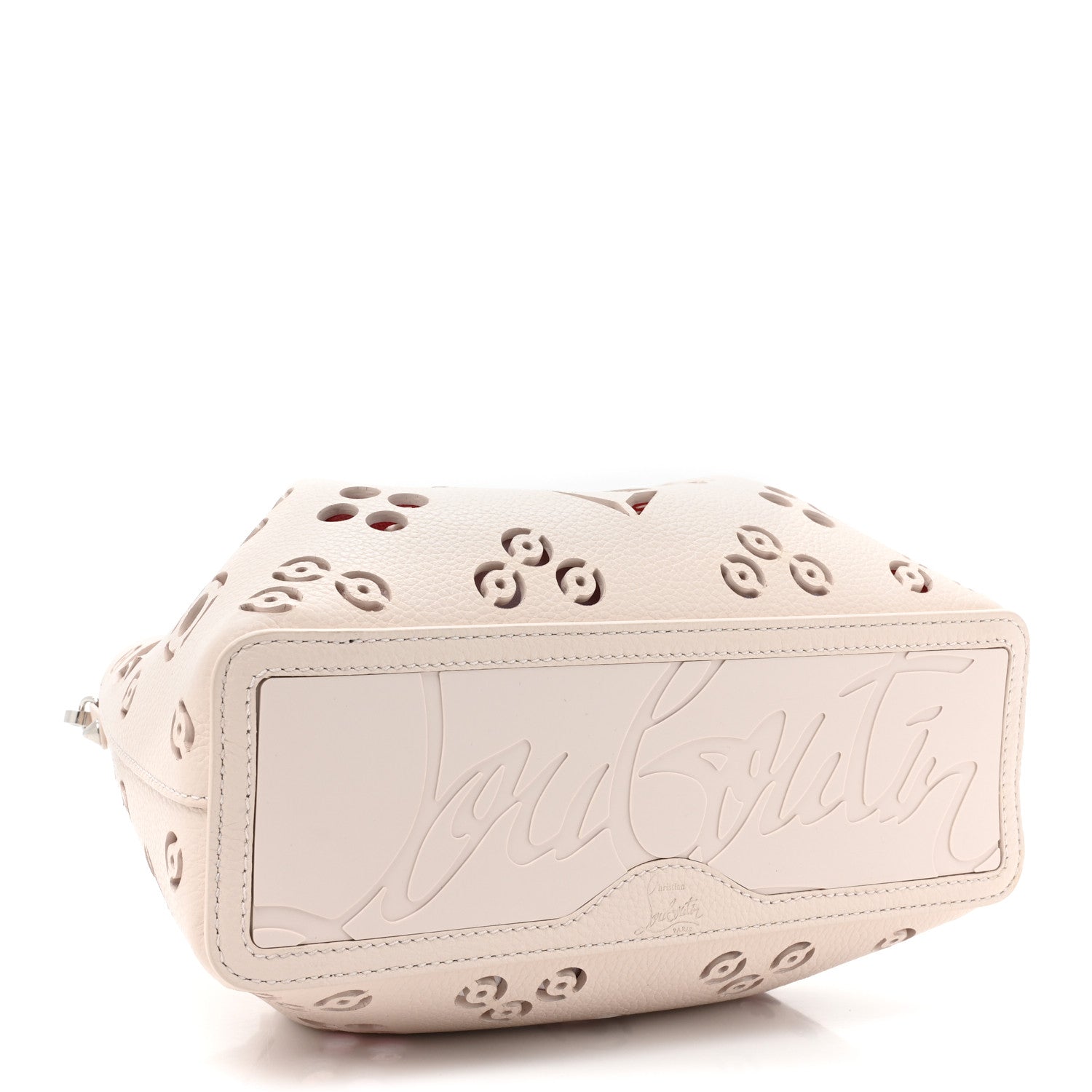 Christian Louboutin Calfskin Loubinthesky Mini Perforated Cabarock Spikes Tote Leche 4 of 10